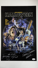 TONY MORAN CHARLES CYPHERS NANCY LOOMIS HALLOWEEN Signed 11x17 Poster Autograph BAS JSA COA B