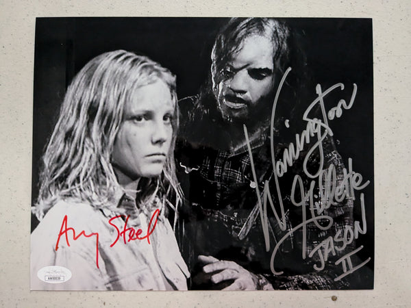 WARRINGTON GILLETTE Amy STEEL 2x Signed Jason 8x10 PHOTO Friday The 13th Part 2 JSA Z