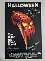 TONY MORAN CHARLES CYPHERS NANCY LOOMIS HALLOWEEN Signed 11x17 PHOTO Poster Autograph BAS JSA COA A