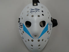 TOM MORGA JOHNNY HOCK DICK WIEAND 3X Signed Hockey MASK Jason Voorhees Friday the 13th Part 5 BAS JSA COA B