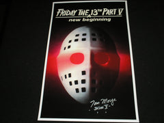 TOM MORGA Signed Friday the 13th Part 5 11x17 Movie Poster Jason VoorheesJSA COA