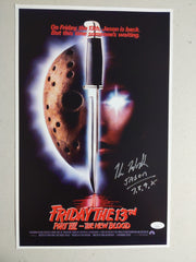 KANE HODDER Signed 11x17 New Blood Poster Jason Voorhees Friday 13th Part 7 BAS JSA Z