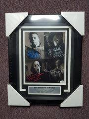 Kane HODDER Nick CASTLE Roger JACKSON Tony TODD Signed Slashers HORROR ICONs 8x10 Photo FRAME JSA COA