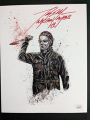 TONY MORAN Signed Michael Myers 8x10 ART CARD Photo HALLOWEEN Autograph BAS JSA COA