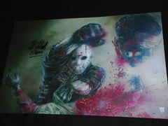 KANE HODDER Signed 11x17 Jason Takes Manhattan Fight Art Jason Voorhees Friday 13th BAS JSA COA